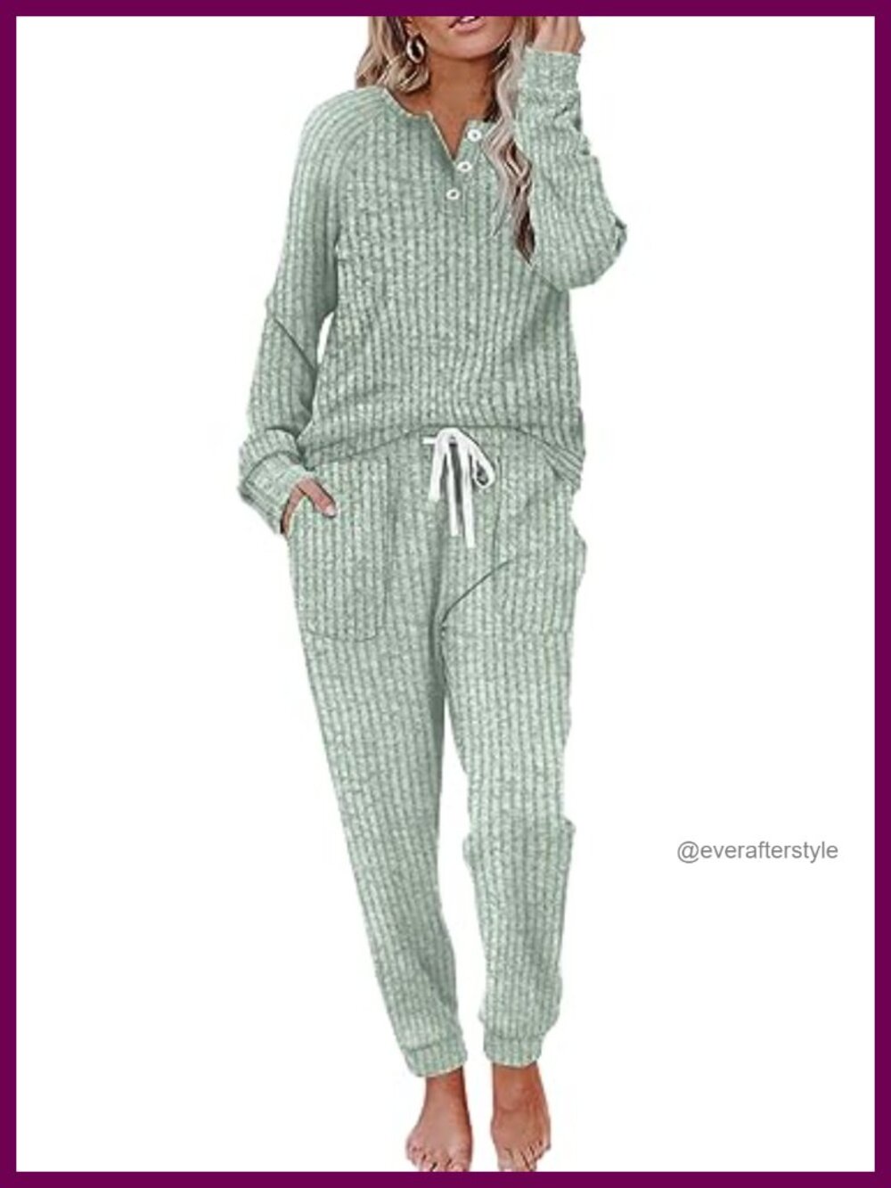 Womens Two Piece Lounge Set Button Down Sweatshirt Sweatpants Pockets Soft